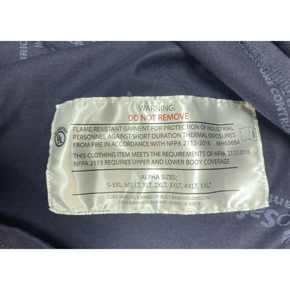 Cody James Shirt Mens Extra Large Navy Black FR Baseball Tee Workwear - Picture 11 of 16